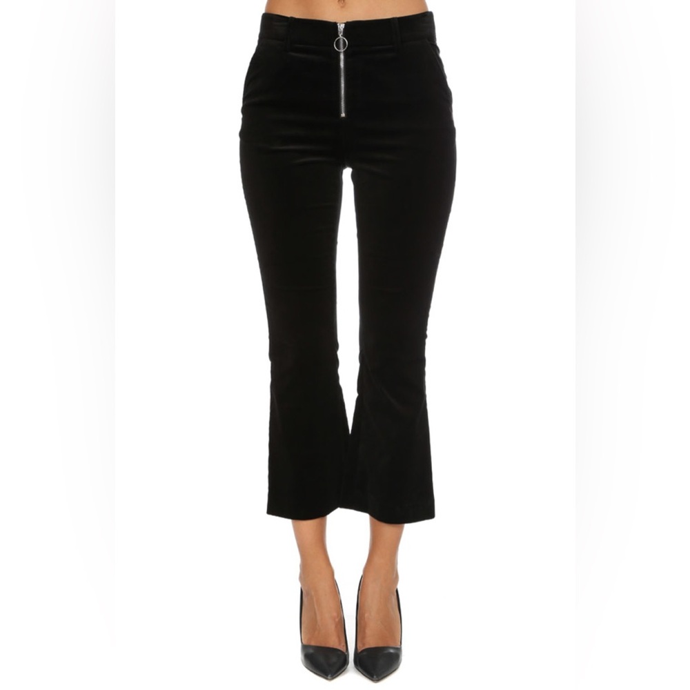 FRAME Denim black velvet cropped flare pants
